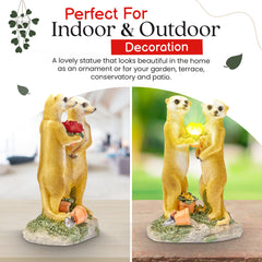 Valentine Solar Meerkat Couple Garden Ornament