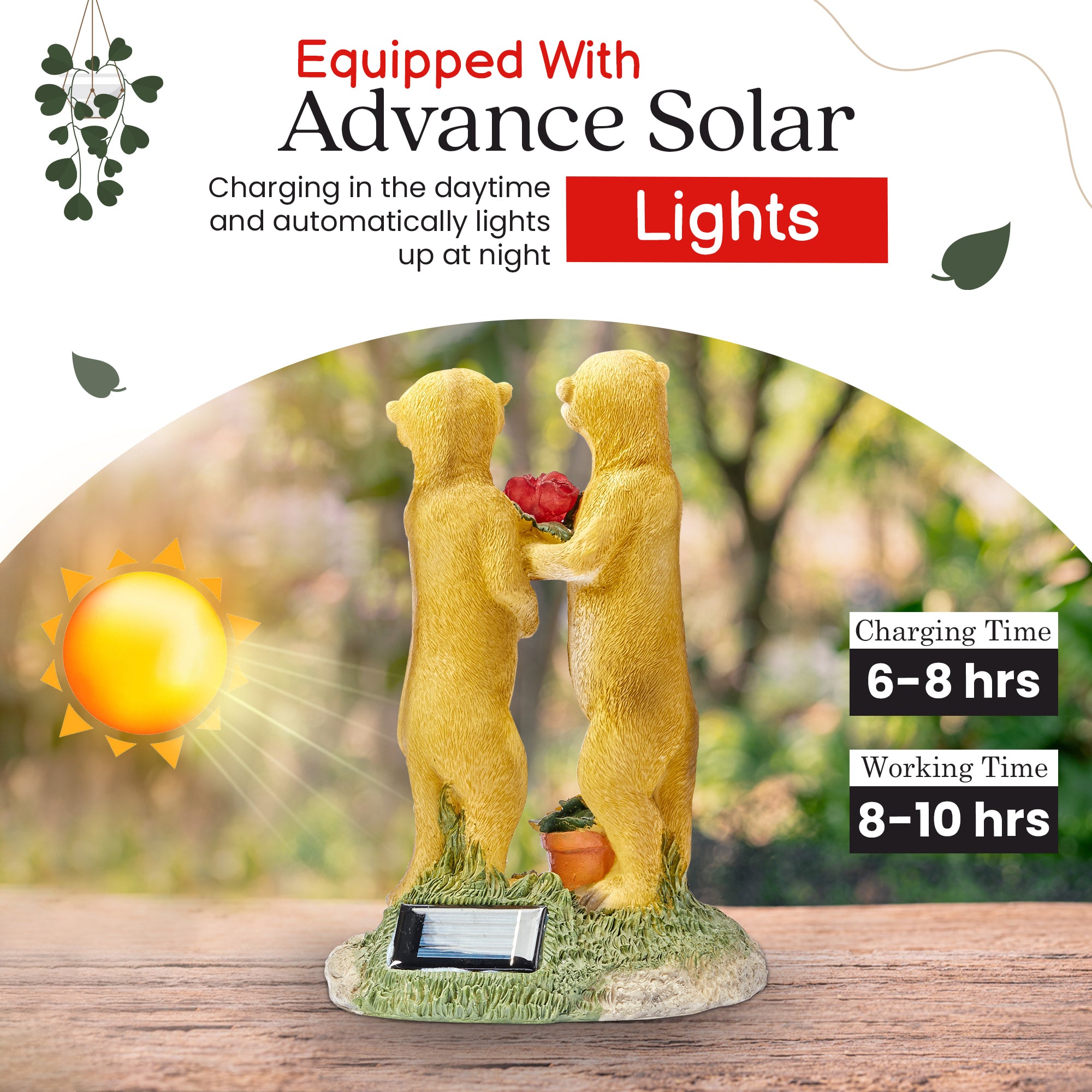 Valentine Solar Meerkat Couple Garden Ornament