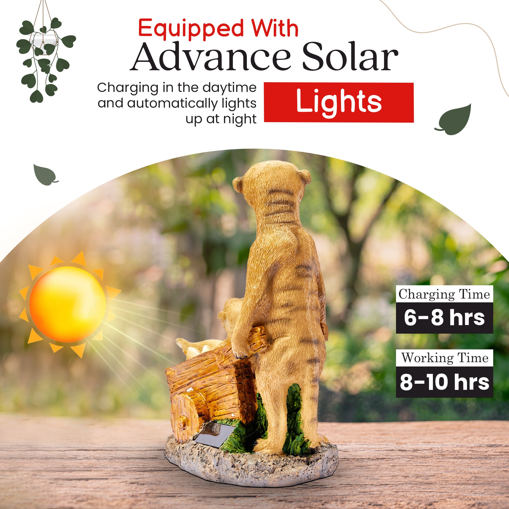 Solar Meerkat Family with Wheelbarrow Garden Ornament