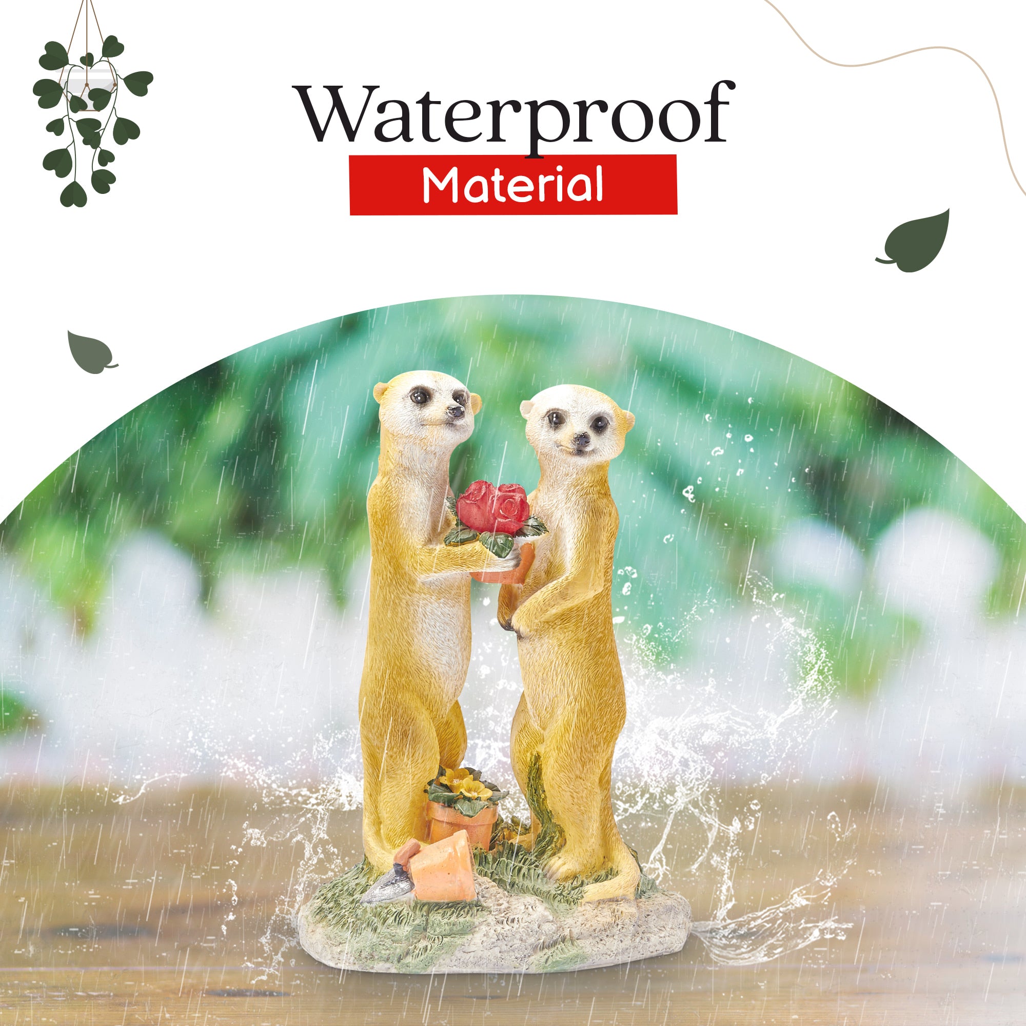 Valentine Solar Meerkat Couple Garden Ornament