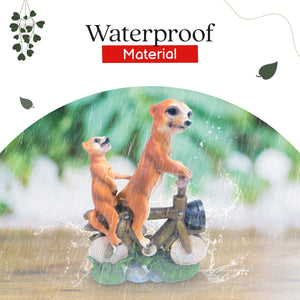 Solar Meerkats on a Motor Bike Garden Ornament