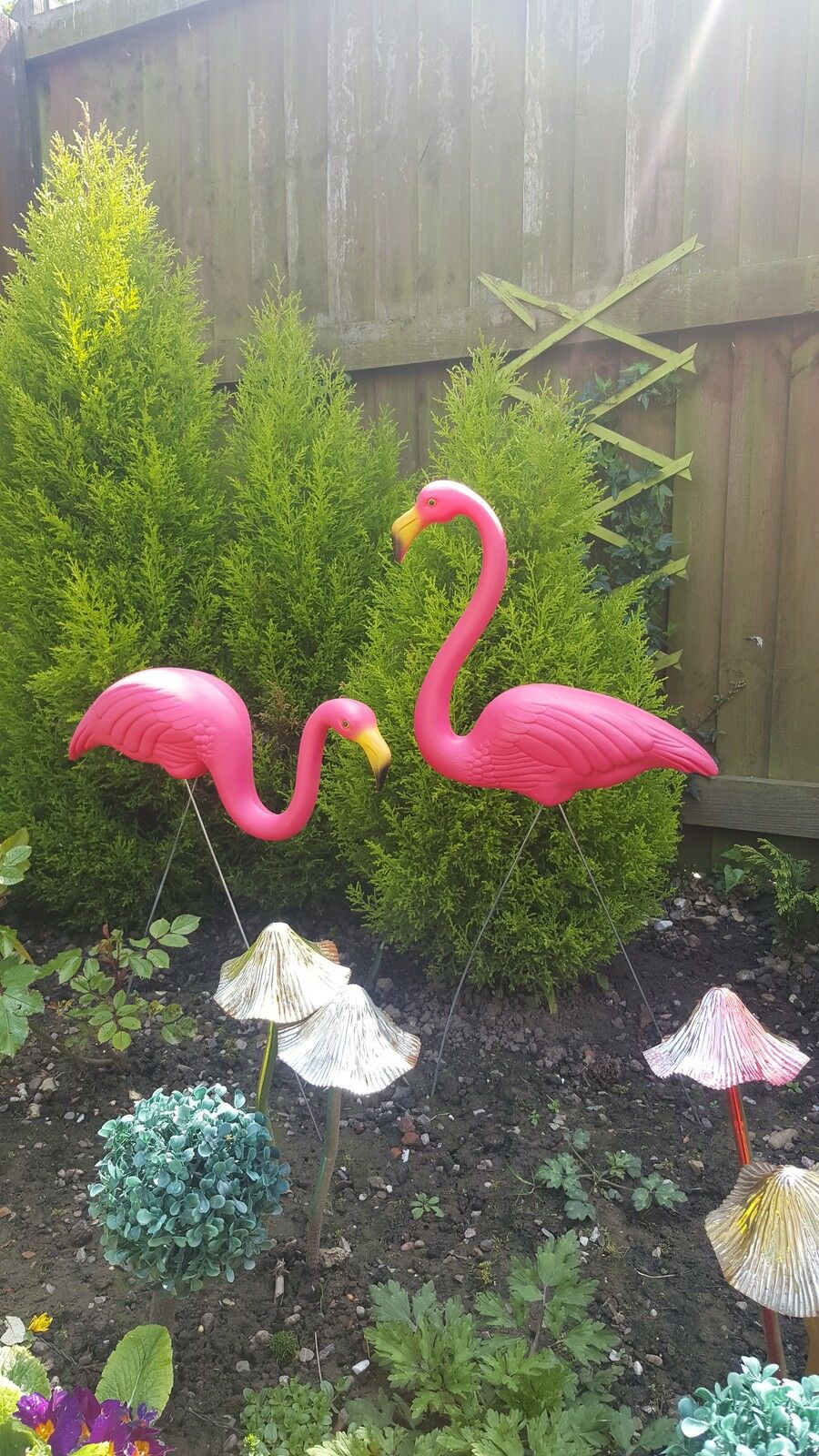 Pair Of Pink Lawn Flamingo's - 77cm