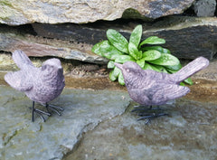 A Pair of Stone Effect Wren Bird Ornaments