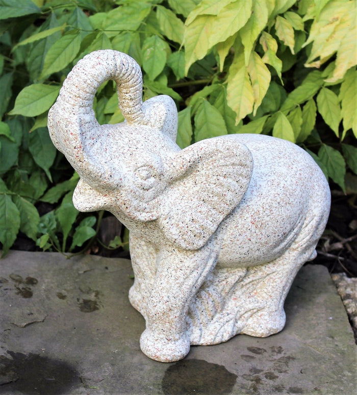 Standing Elephant Ornament - Stone Effect - 30cm