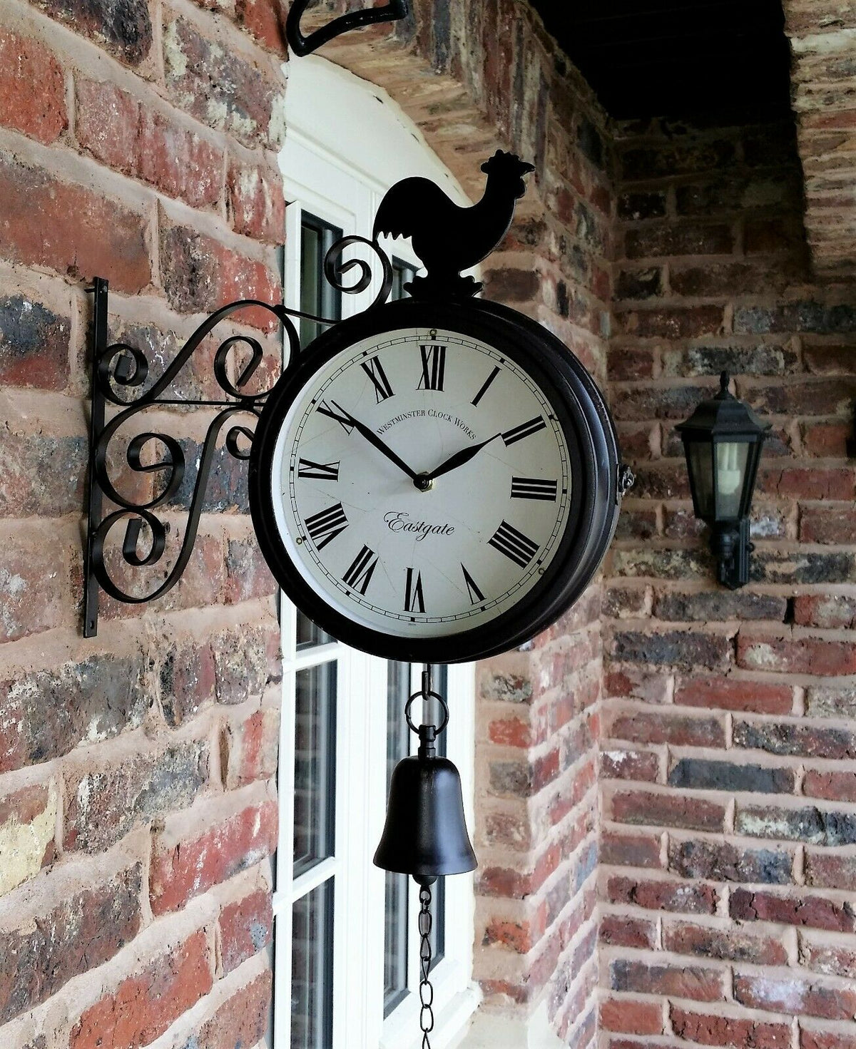 Double Sided Cockerel Garden Wall Clock