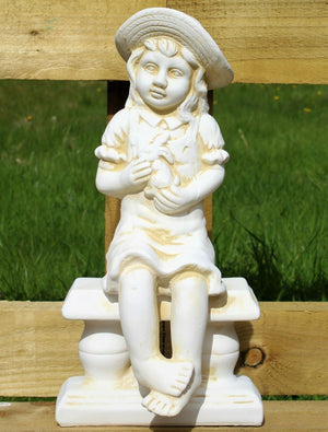 Little Girl & Boy Statues in Antique White