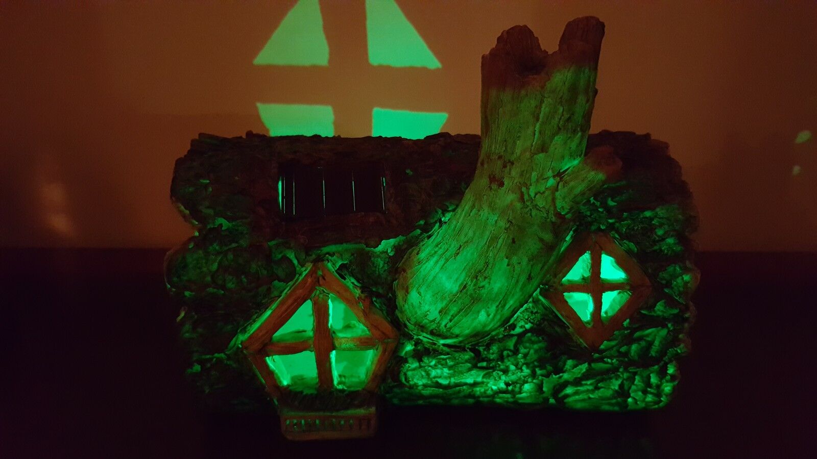 Solar Powered Log Mystical Fairy House - Colour Changing