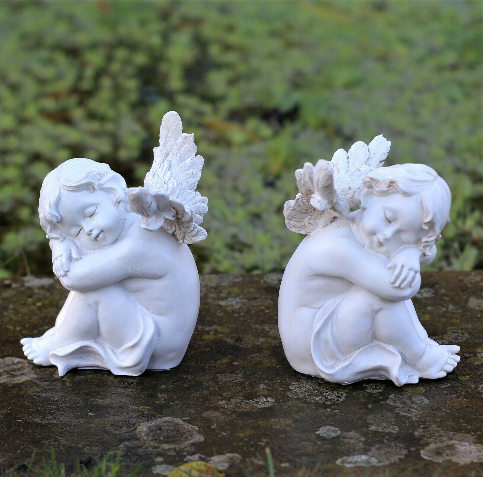 Pair of Sleeping Cherubs Garden Ornament