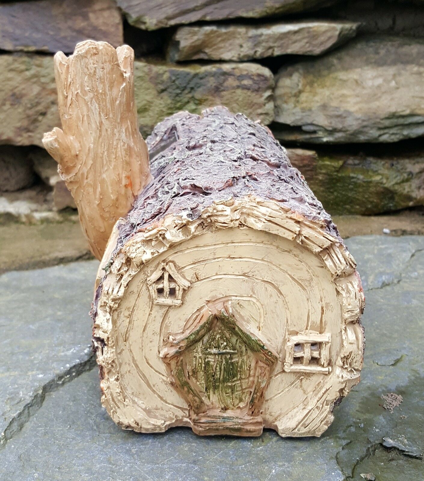 Solar Powered Log Mystical Fairy House - Colour Changing