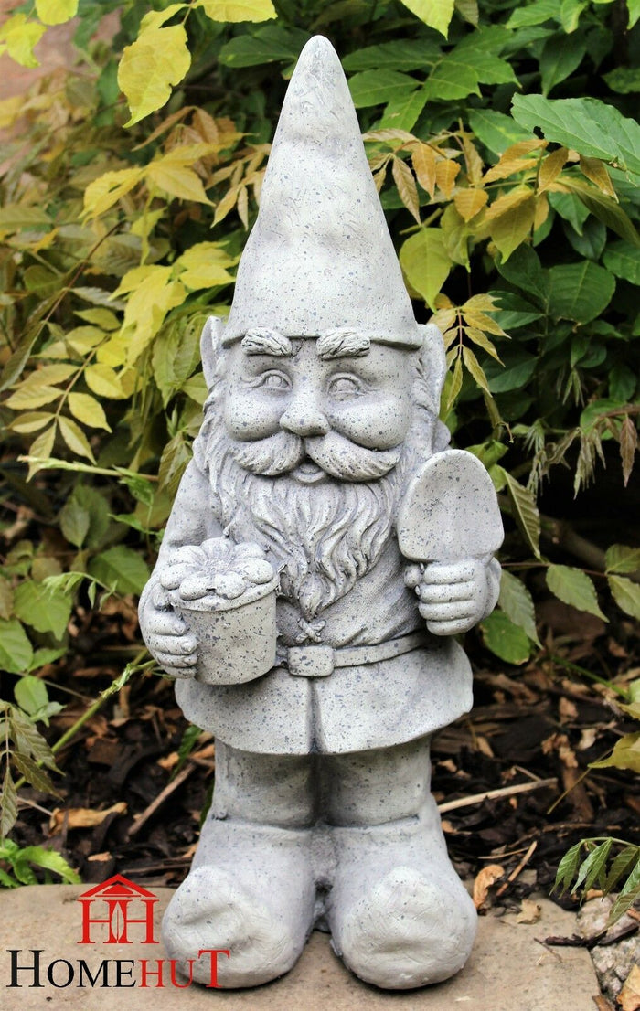Stone Effect Garden Gnome with Flower Pot Ornament