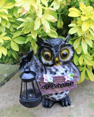 Solar Owl Garden Welcome Ornament