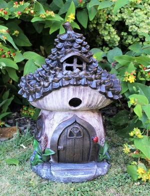 Large Solar Powered Pine Cone Fairy House
