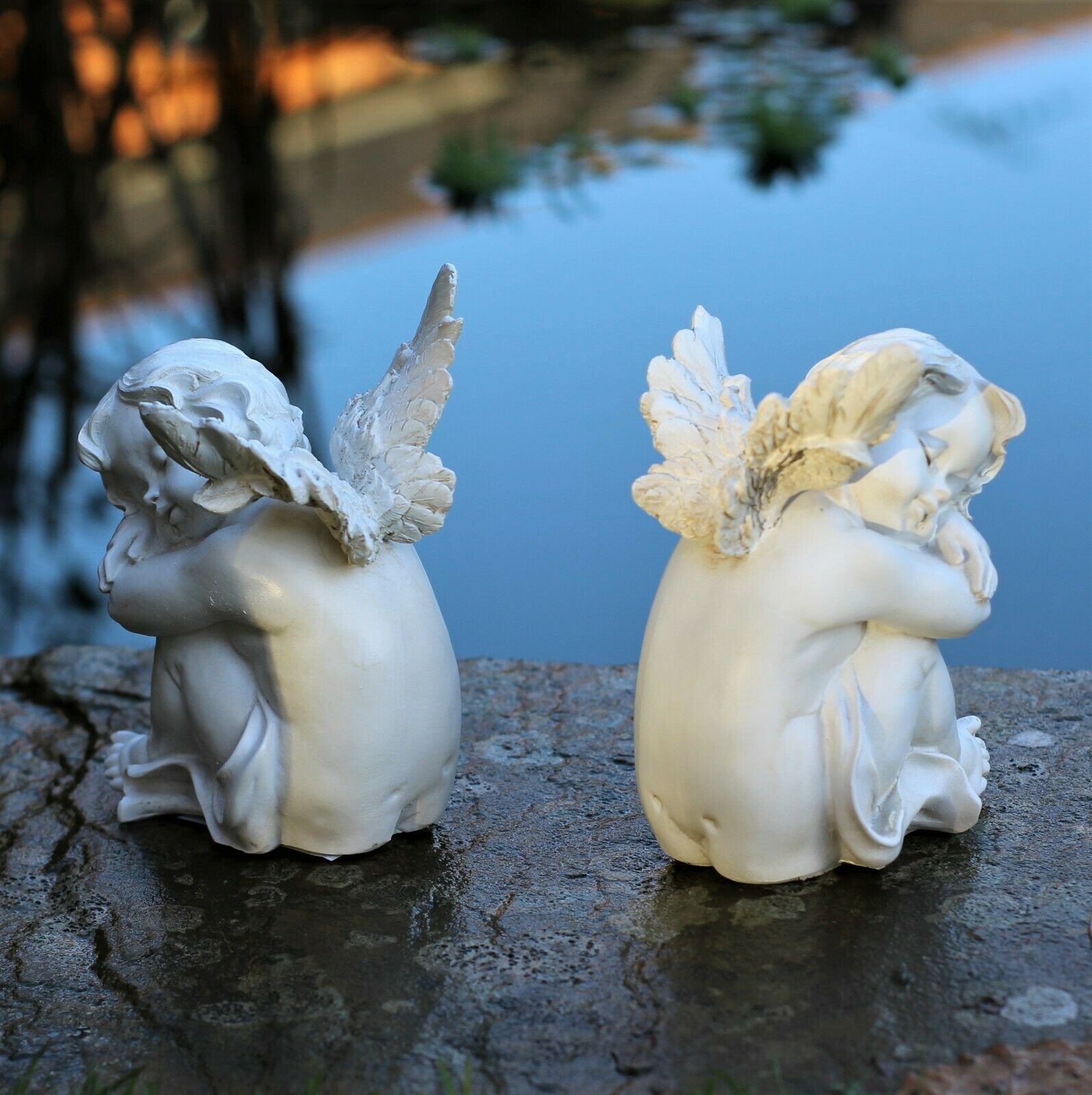 Pair of Sleeping Cherubs Garden Ornament