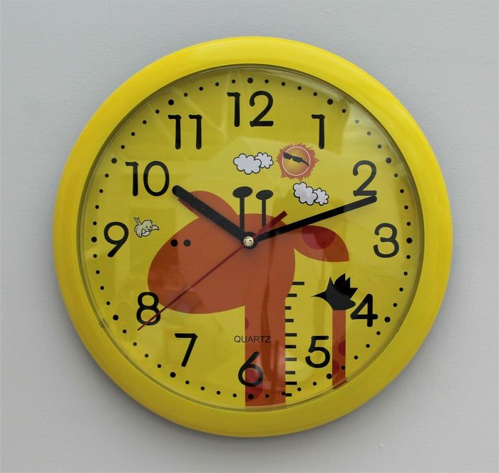 Yellow Giraffe Childrens Wall Clock - 25cm