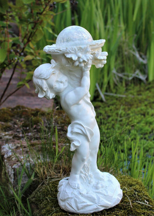Solar Powered Ornament Cherub Garden Statue