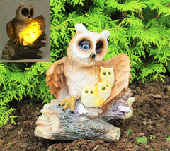 Solar Powered Owl Family Ornament