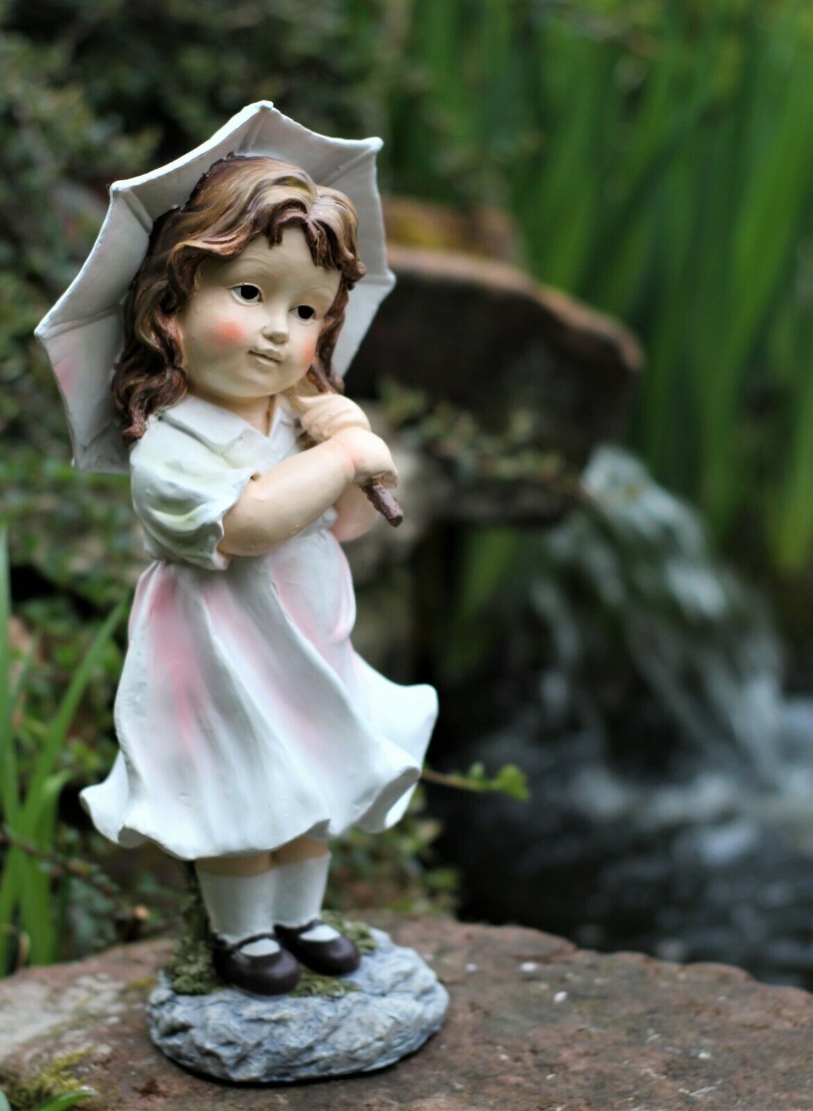 Garden Little Girl with Umbrella