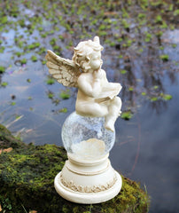 Solar Powered  Sitting Cherub Ornament