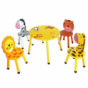 Kids Jungle Wooden Table and 2 Chairs Set