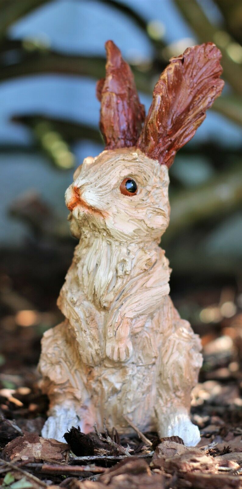 Wood Effect Wild Hare Garden Ornament 38cm and 20cm