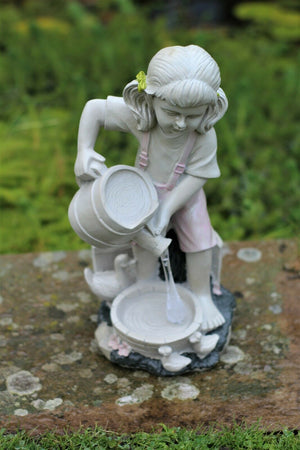 Solar Girl with Watering Can Garden Ornament