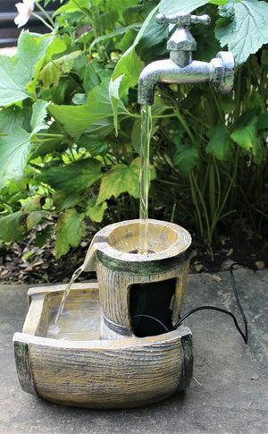 LED Barrel Water Fountain Garden Ornament
