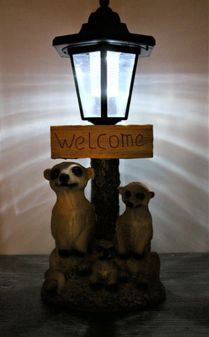 Solar Garden Meerkat Welcome Sign with Lantern