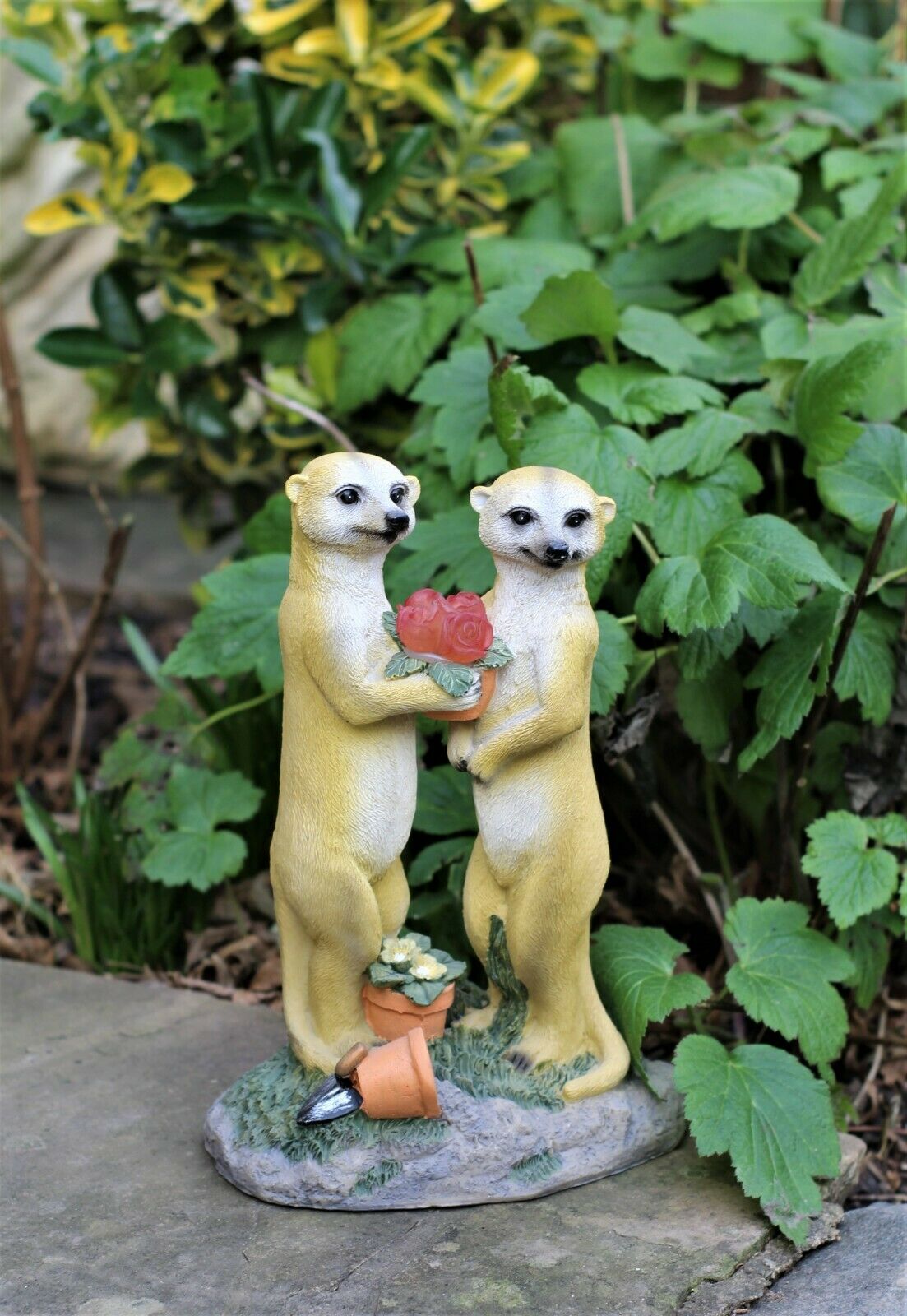 Valentine Solar Meerkat Couple Garden Ornament