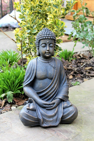 Antique Stone Effect Sitting Buddha