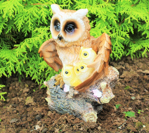 Solar Powered Owl Family Ornament