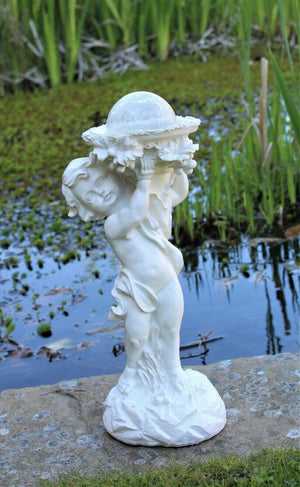 Solar Powered Ornament Cherub Garden Statue