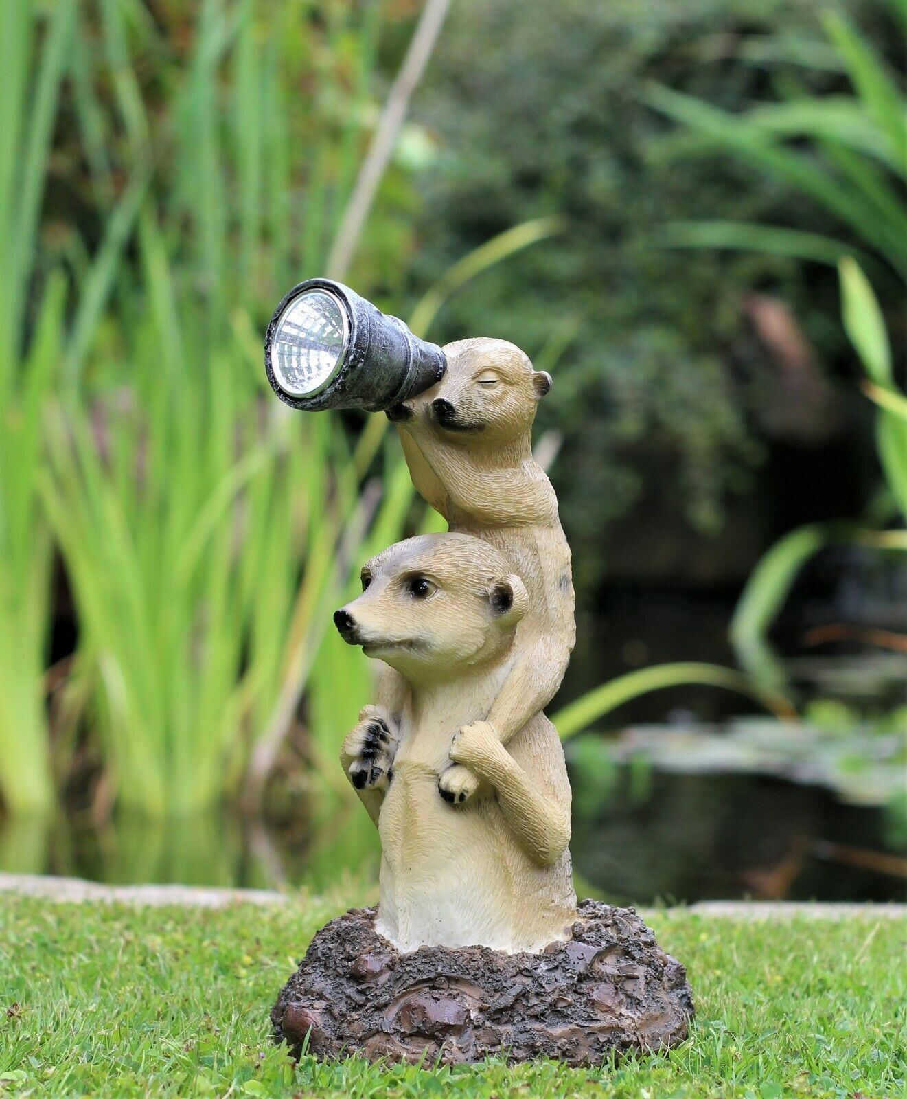 Solar Meerkat Family Garden Ornament