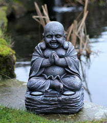 Sitting Stone Effect Solar Buddha 36cm