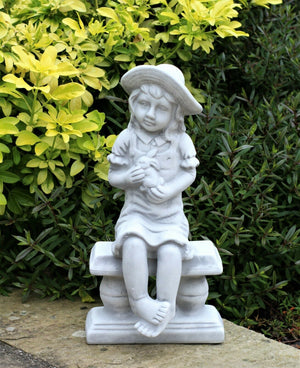 Grey Boy or Girl Cherub Garden Ornament Figures