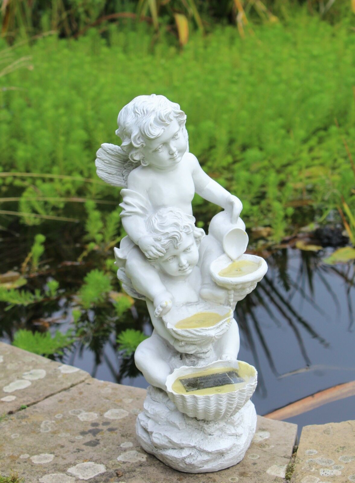 Solar Cherub Water Effect Garden Ornament