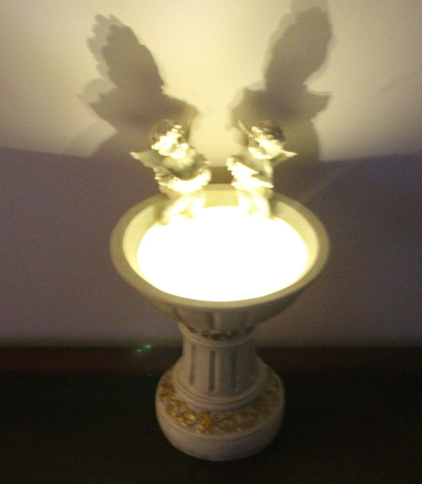 Solar Powered Cherub Bird Bath