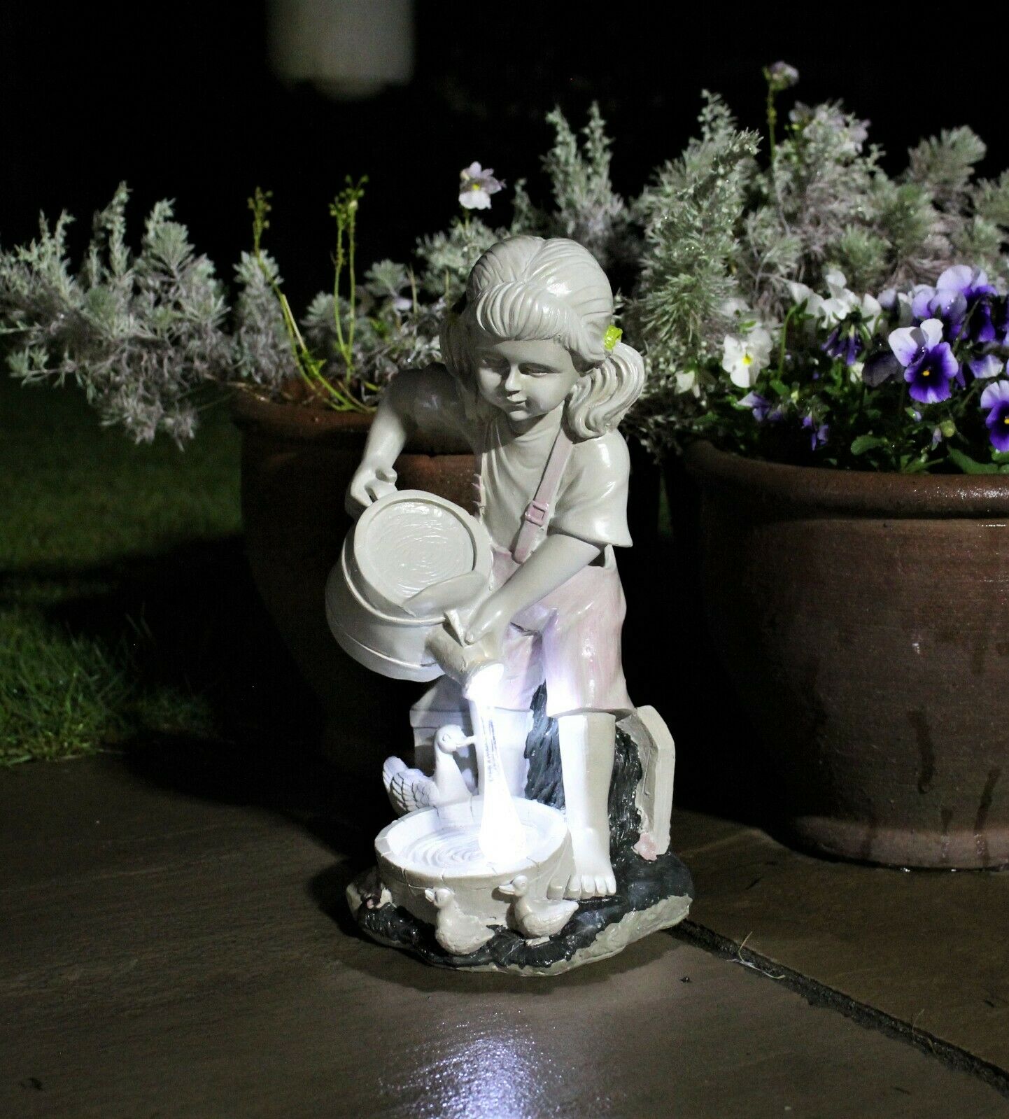 Solar Girl with Watering Can Garden Ornament