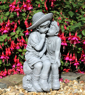 Garden Ornament Sitting Boy and Girl