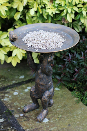 Hare Garden Ornament with Bird & Bath Feeder