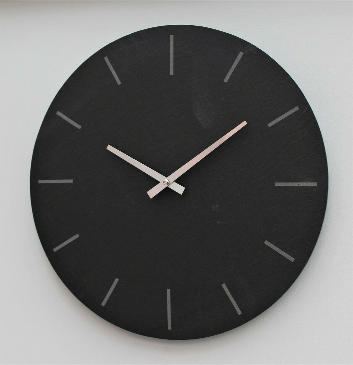 Black Slate & Silver Simplistic Wall Clock