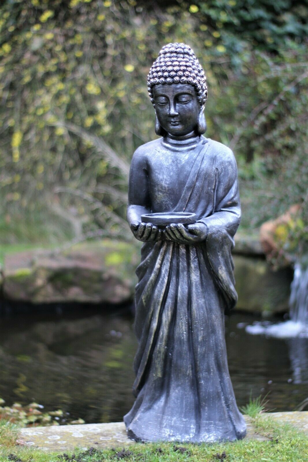 Rustic Dark Bronze Standing Buddha