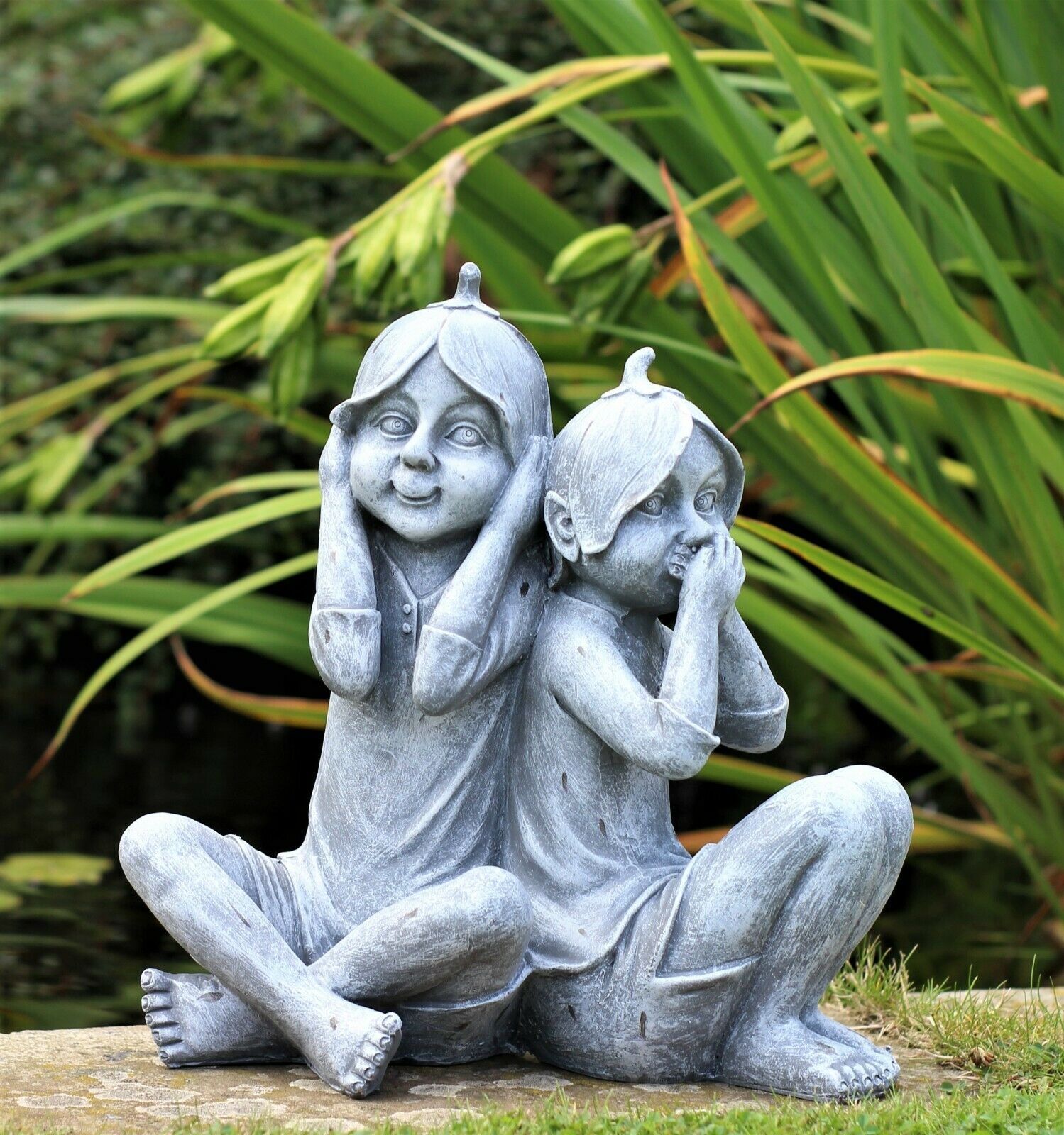 Hear No Evil Speak No Evil Pixie Garden Ornament