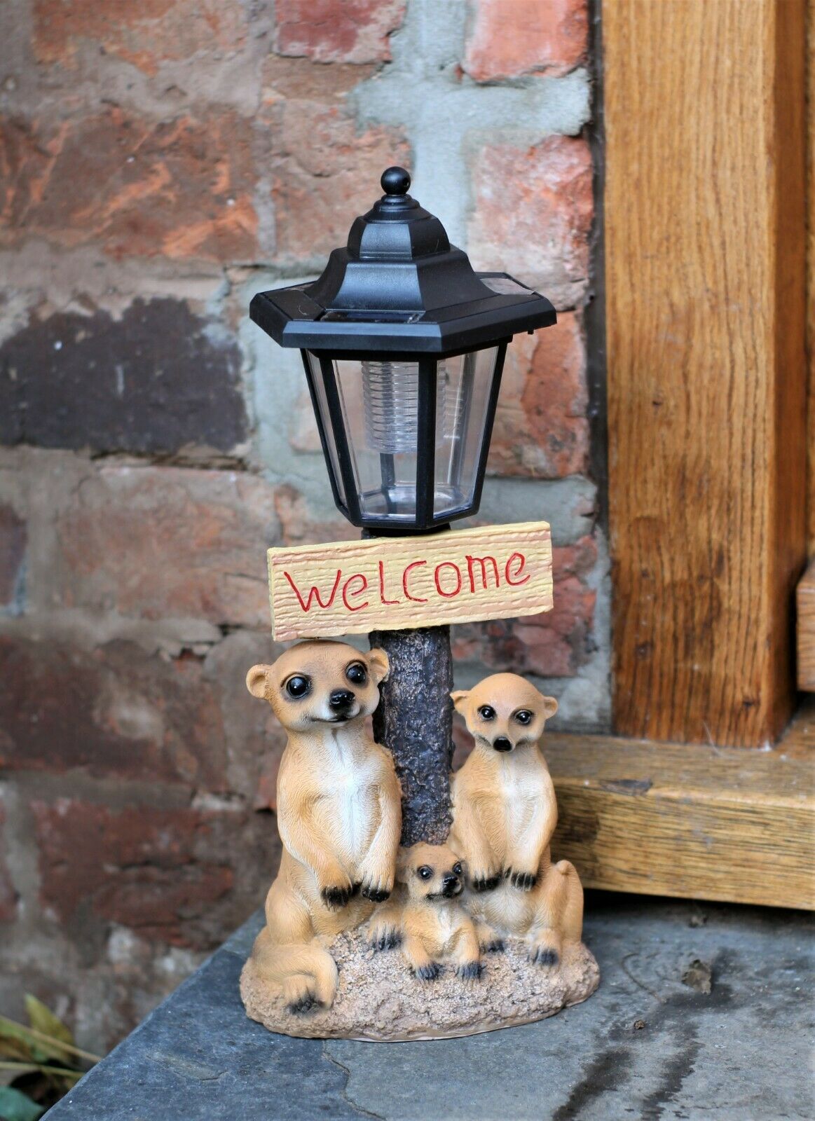 Solar Garden Meerkat Welcome Sign with Lantern