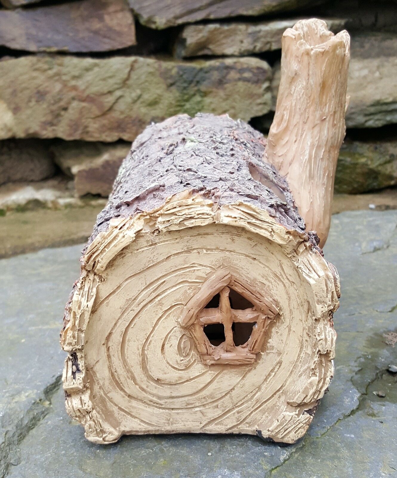 Solar Powered Log Mystical Fairy House - Colour Changing