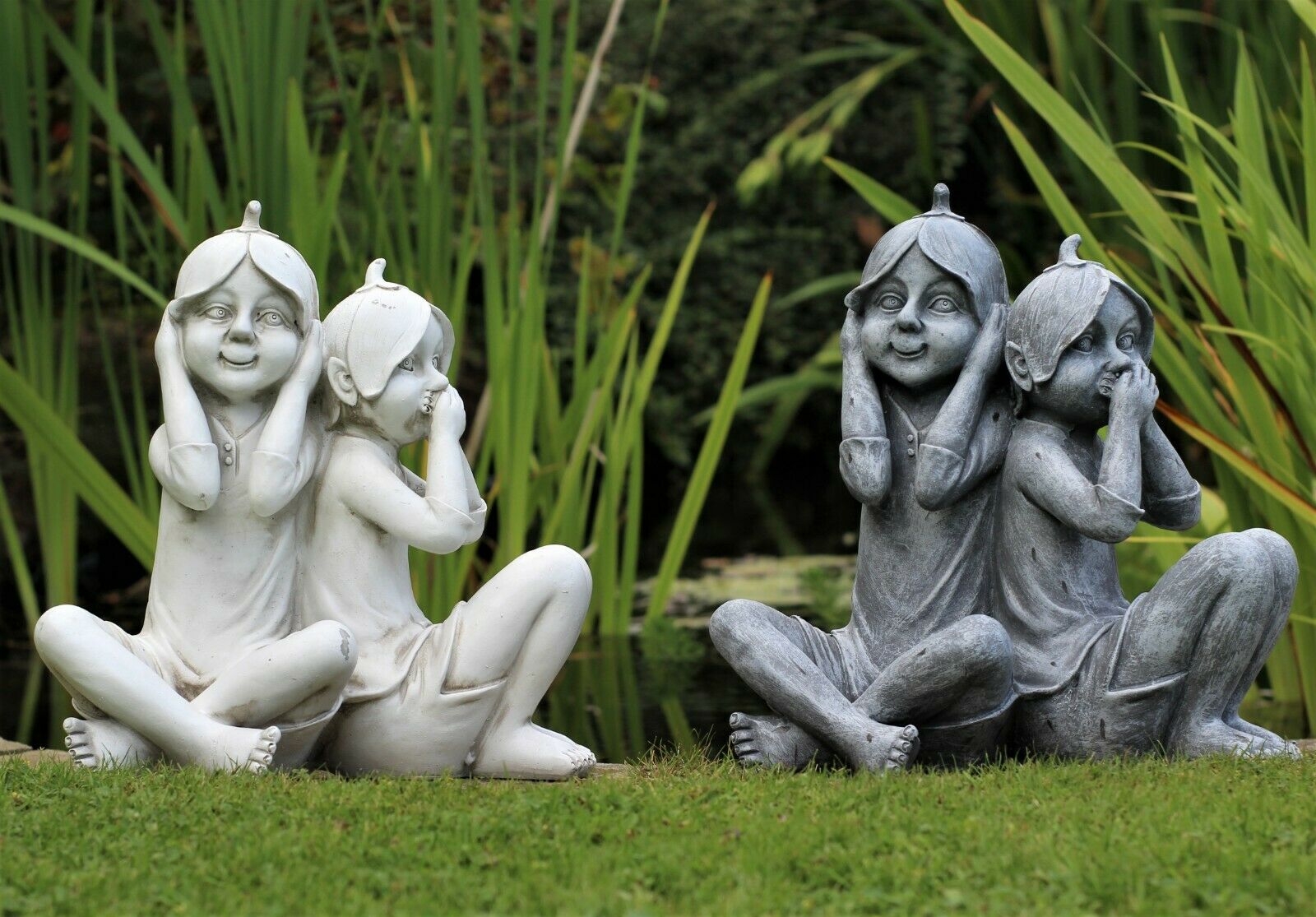 Hear No Evil Speak No Evil Pixie Garden Ornament