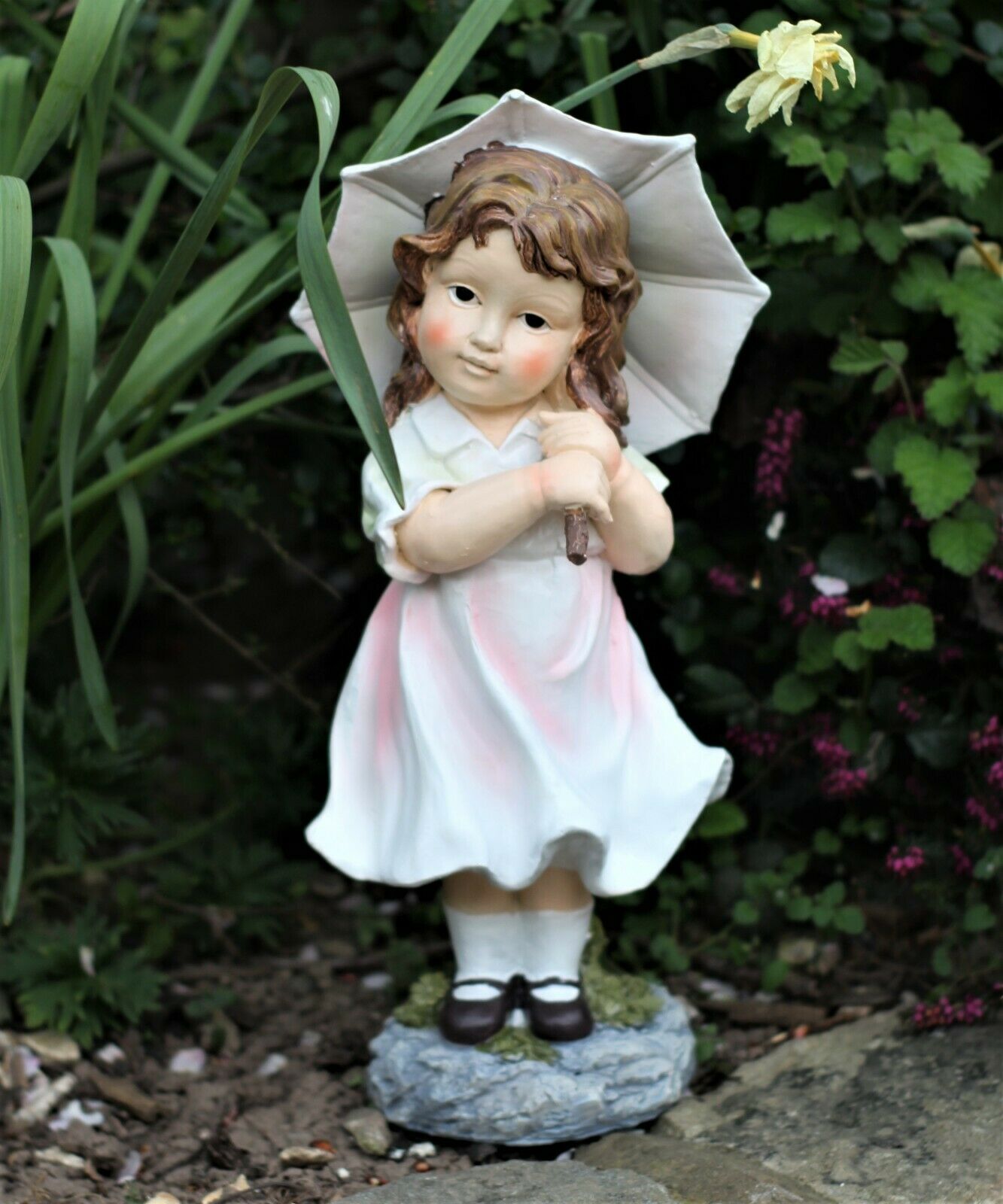 Garden Little Girl with Umbrella