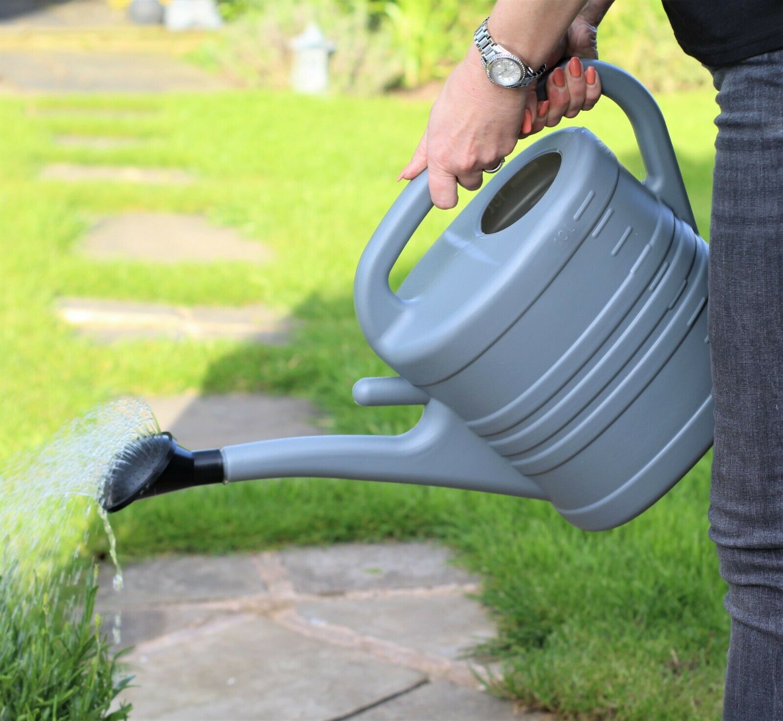 Watering Can With Rose - Grey