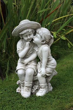 Garden Ornament Sitting Boy and Girl