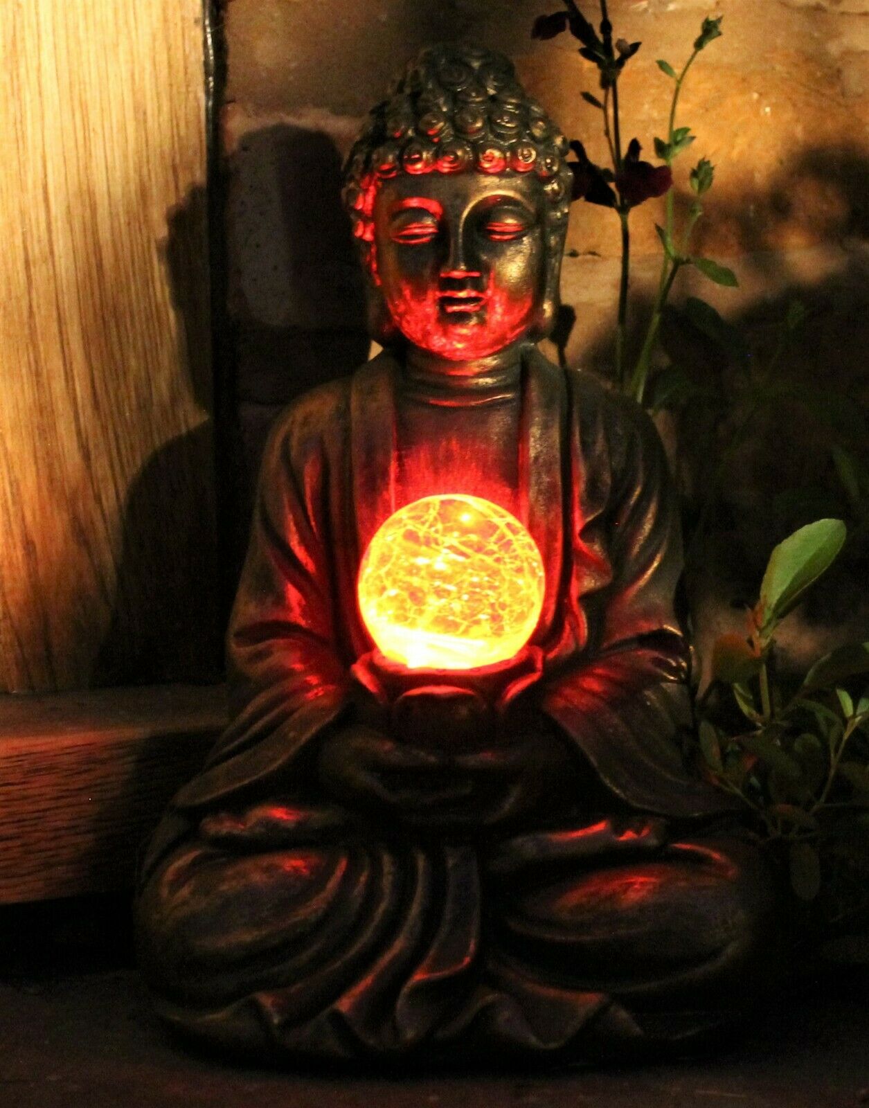 Brass Effect Solar Buddha