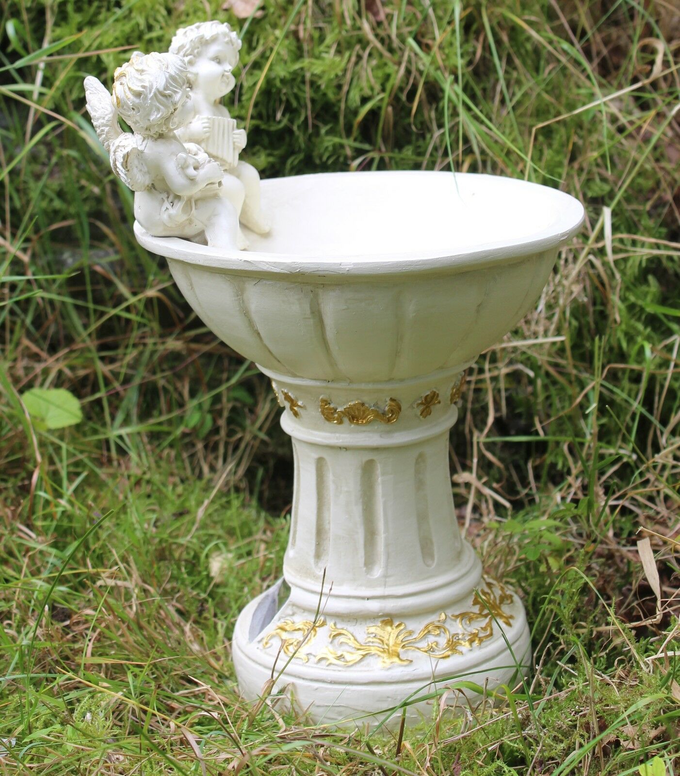 Solar Powered Cherub Bird Bath